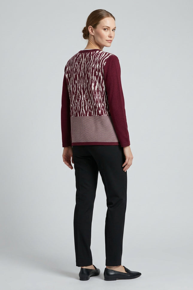 Cardigan patterned round neck long sleeve