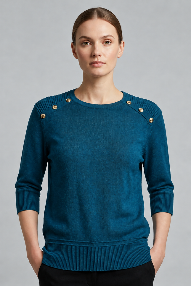 Jumper shoulder detail with button 3/4 sleeve