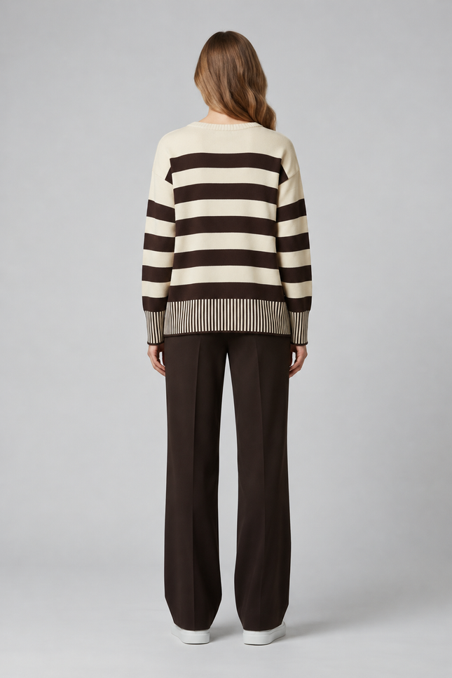 Jumper bold stripe rib detail long sleeve
