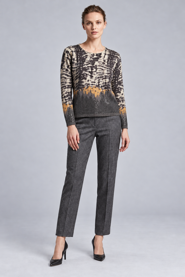 Jumper abstract lurex detail round neck