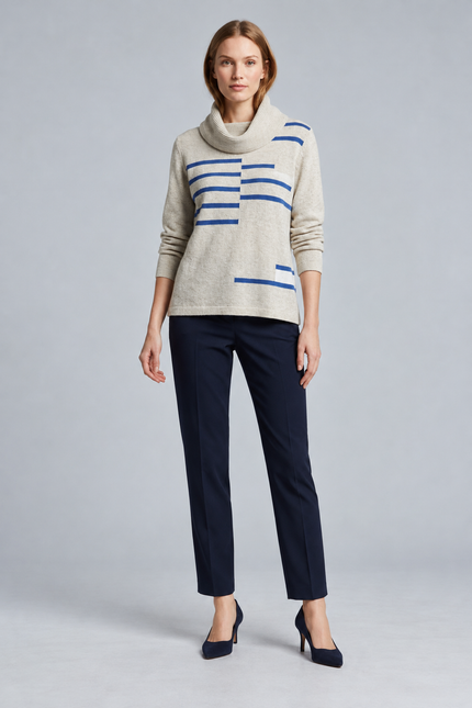 Jumper cowl neck stripe detail long sleeve