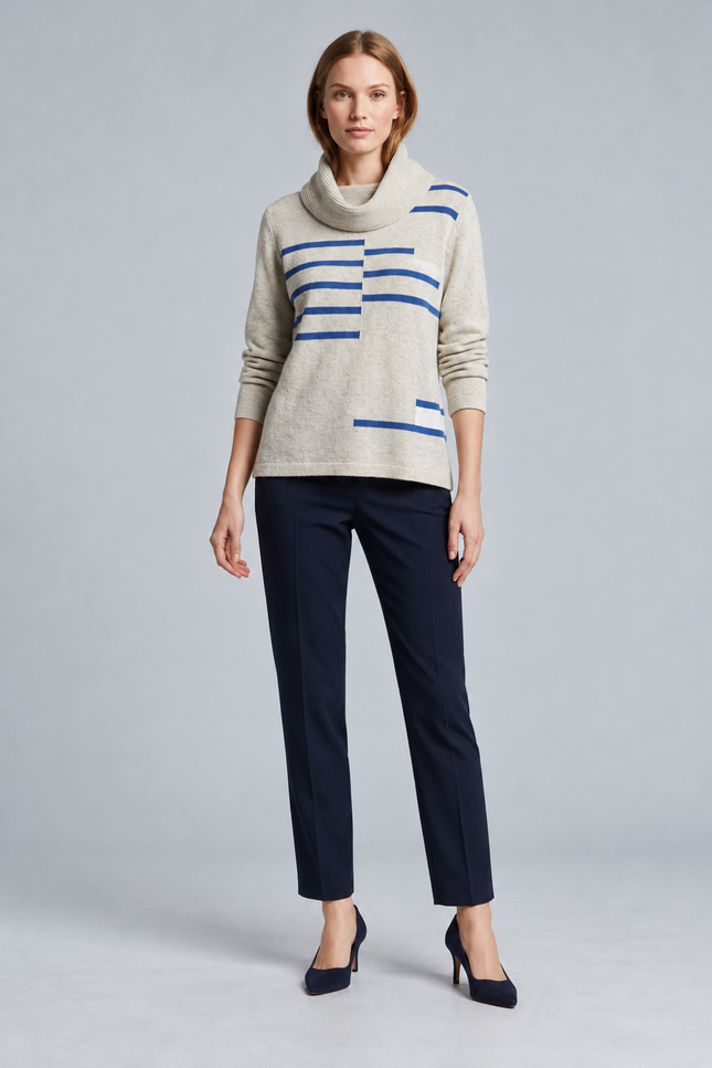 Jumper cowl neck stripe detail long sleeve