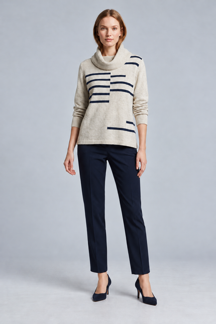 Jumper cowl neck stripe detail long sleeve