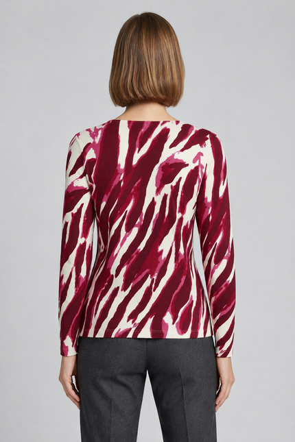 Jumper wine swirl print round neck long sleeve