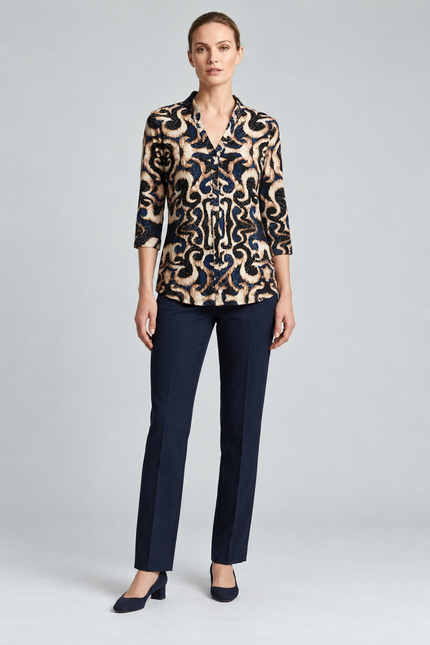 Top abstract print gold foil with button
