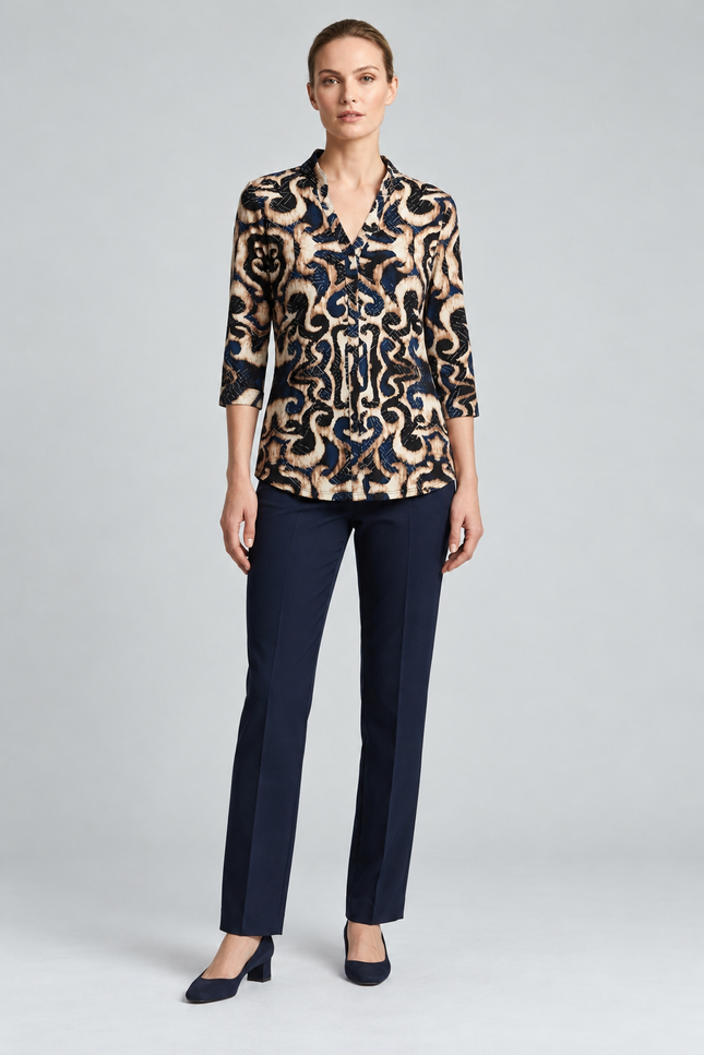 Top abstract print gold foil with button
