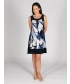 Blue Print contrast Panel Sleeve-less Dress