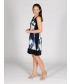 Blue Print contrast Panel Sleeve-less Dress