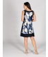 Blue Print contrast Panel Sleeve-less Dress