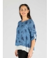 Denim Flower print layered top round neck 3/4 sleeve