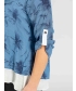 Denim Flower print layered top round neck 3/4 sleeve