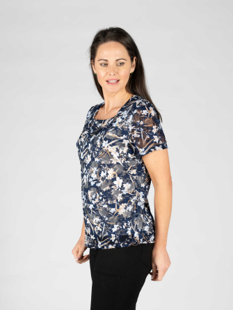 Floral lace top square neck short sleeve