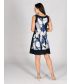 Blue Print contrast Panel Sleeve-less Dress