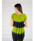 Lime navy Print tie-dye short sleeve round neck embroidery top. 